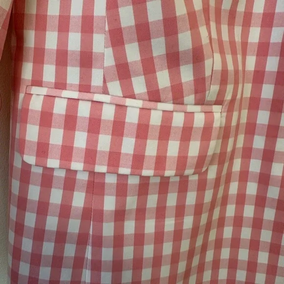 Talbots Pink & White Gingham Blazer - Size 12 - Picture 7 of 10